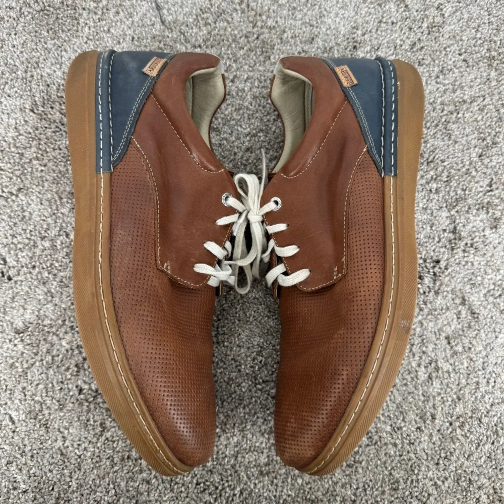 Pikolinos Mens Berna Leather Oxford Shoes Sneakers Brown Navy Size 46 US 12 12.5
